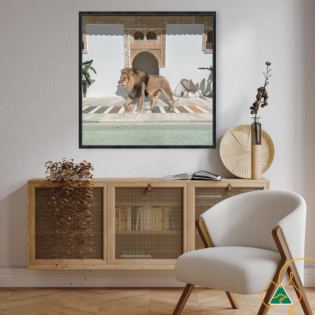 BY THE POOL I - Framed Canvas