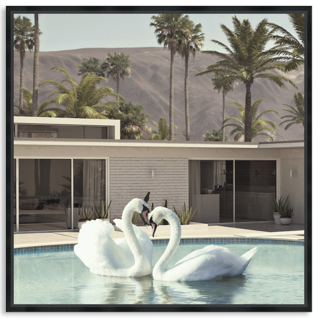 BY THE POOL II - Framed Canvas