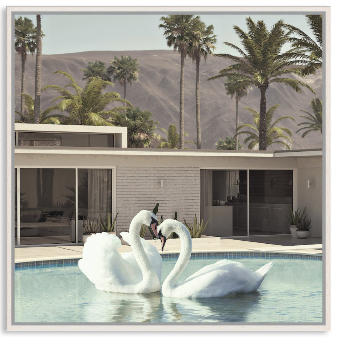 BY THE POOL II - Framed Canvas