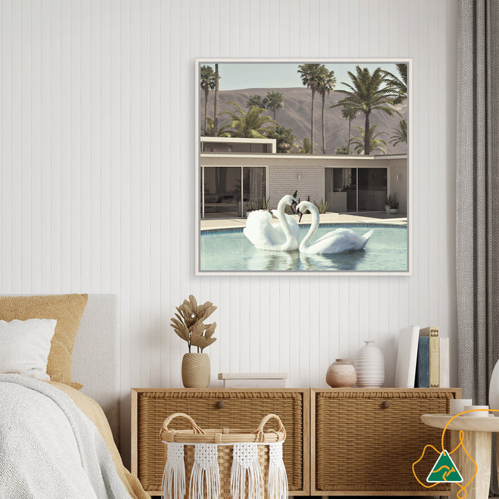 BY THE POOL II - Framed Canvas