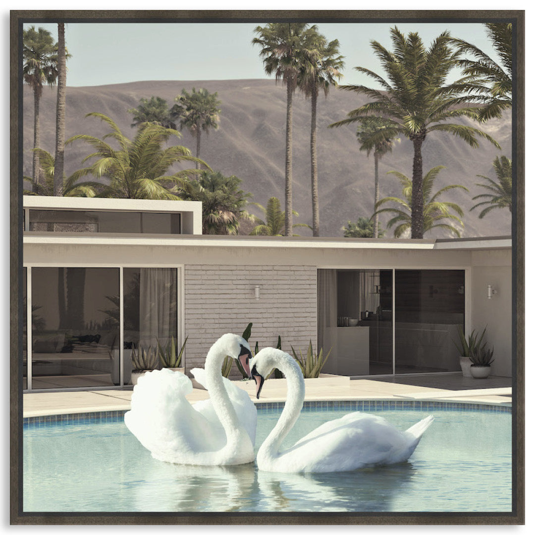 BY THE POOL II - Framed Canvas