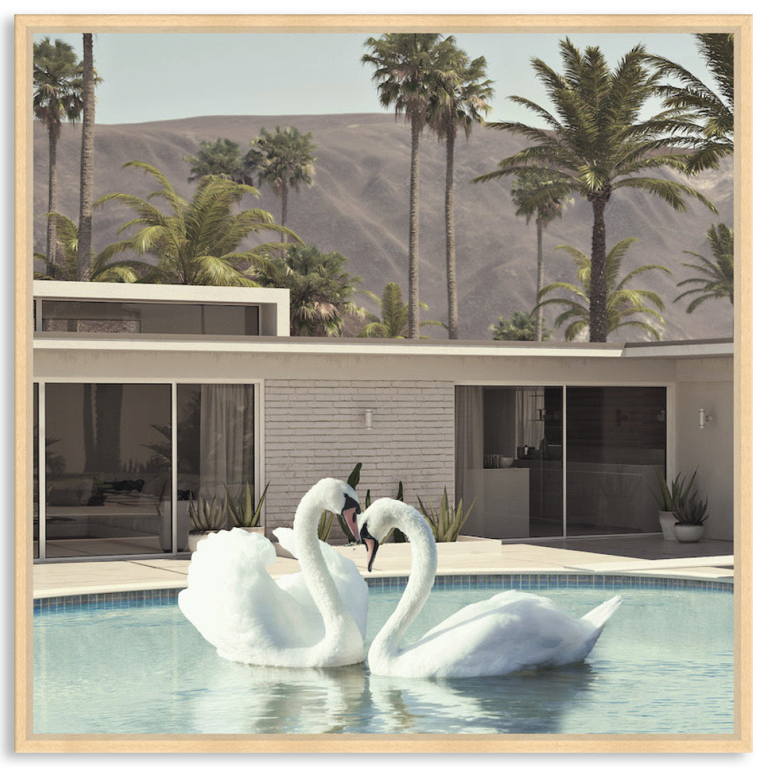 BY THE POOL II - Framed Canvas