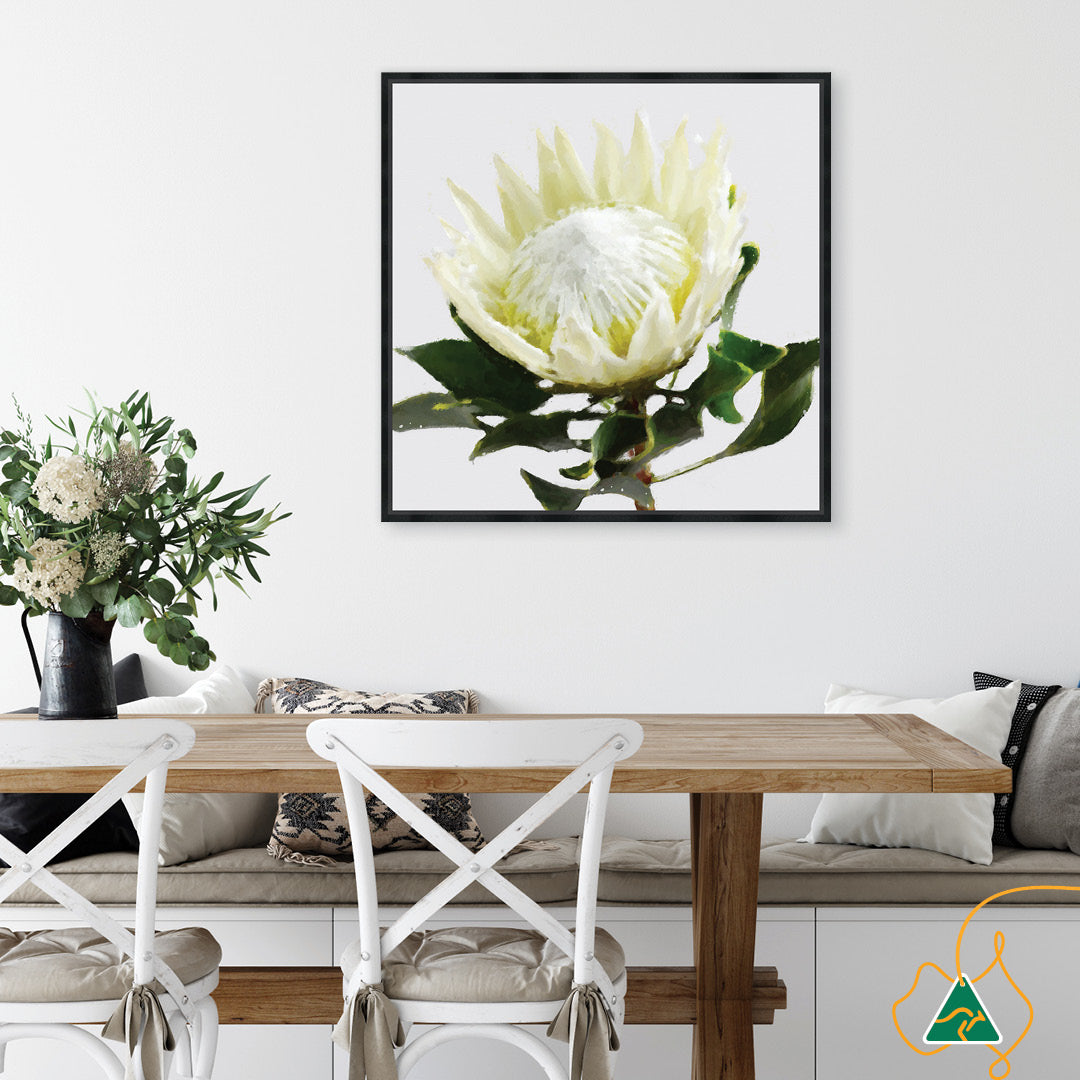 PROTEA WHITE - Framed Canvas