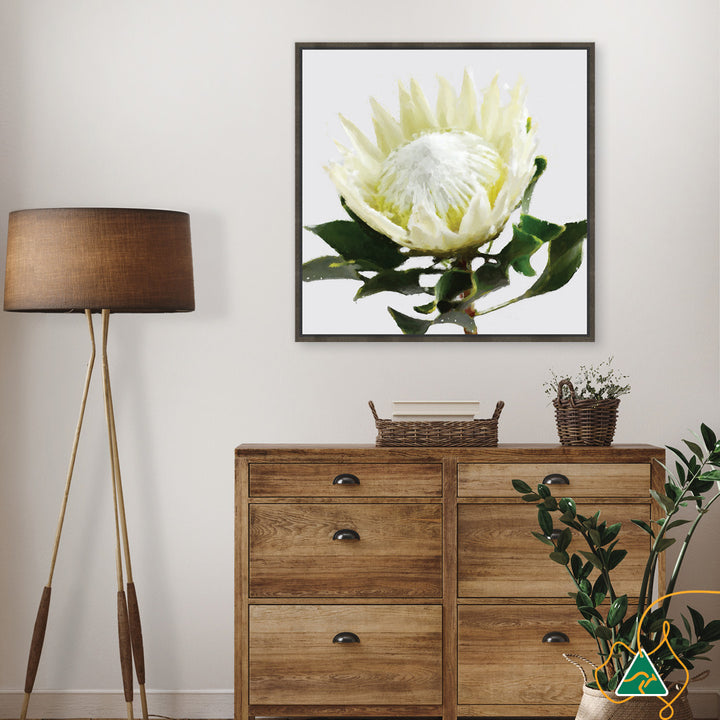 PROTEA WHITE - Framed Canvas