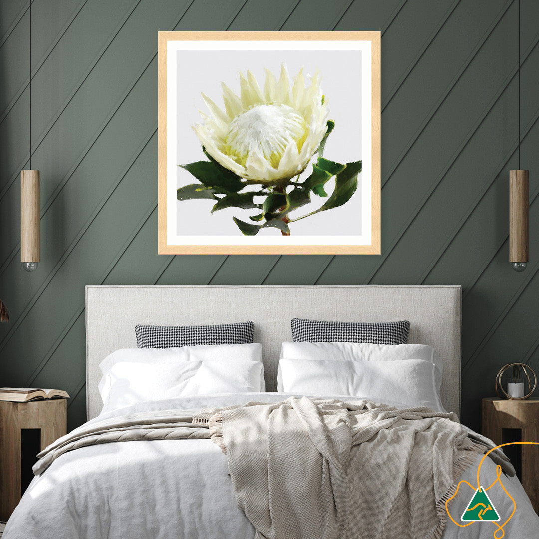 PROTEA WHITE - Framed Print
