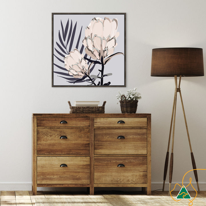 PROTEA GREY II - Framed Canvas