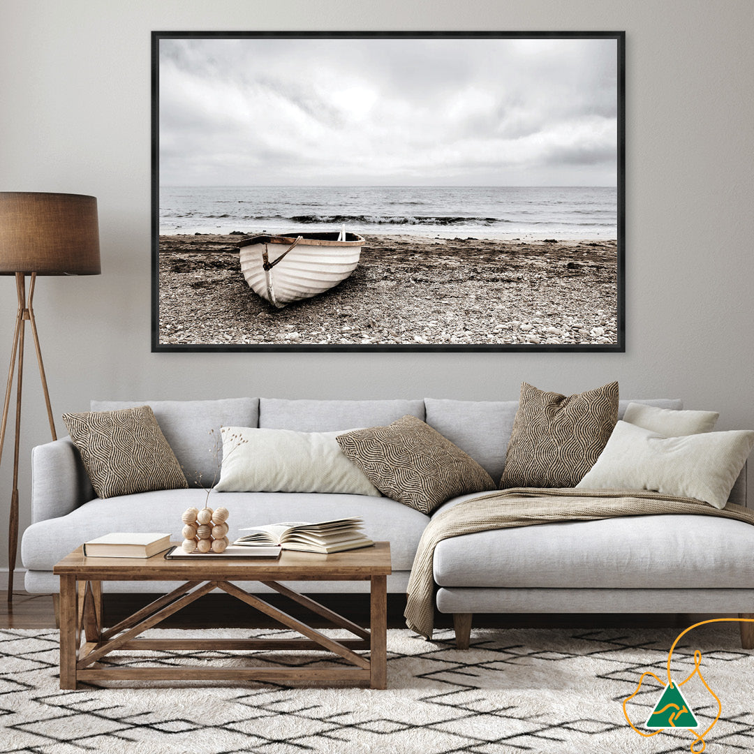 SECLUDED BEACH I - Framed Canvas