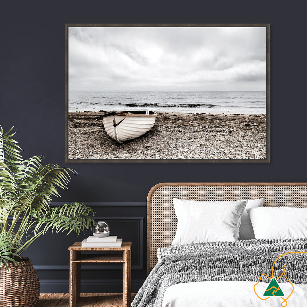 SECLUDED BEACH I - Framed Canvas