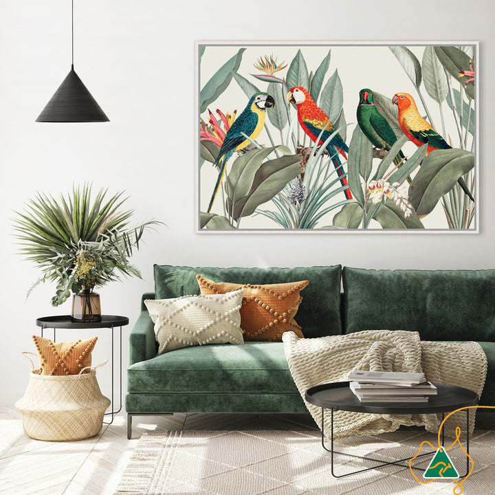 COLOURFUL MACAWS I - Framed Canvas
