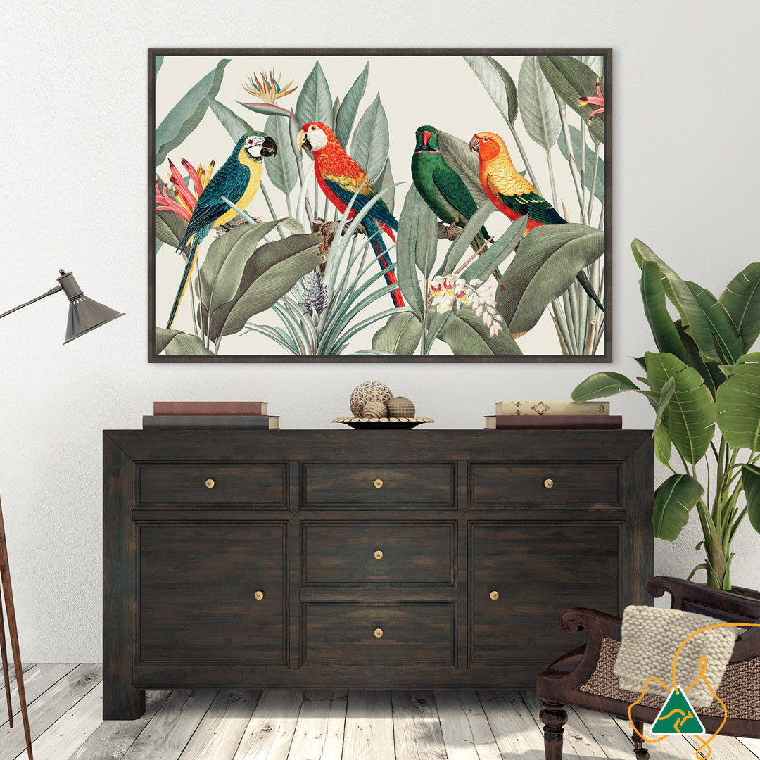 COLOURFUL MACAWS I - Framed Canvas