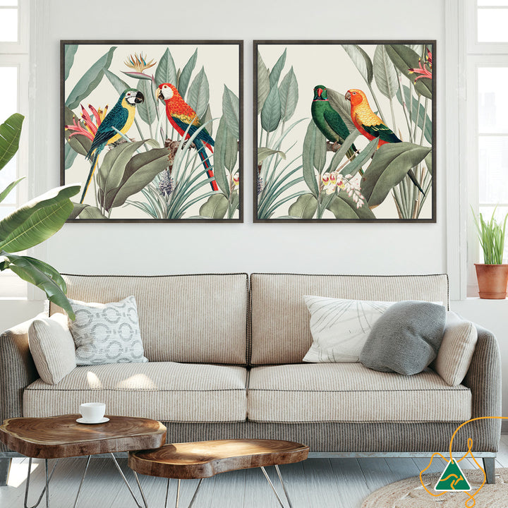 COLOURFUL MACAWS II - Framed Canvas