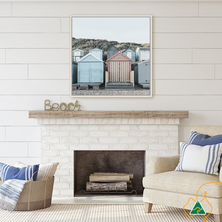 BEACH HUTS IV - Framed Canvas