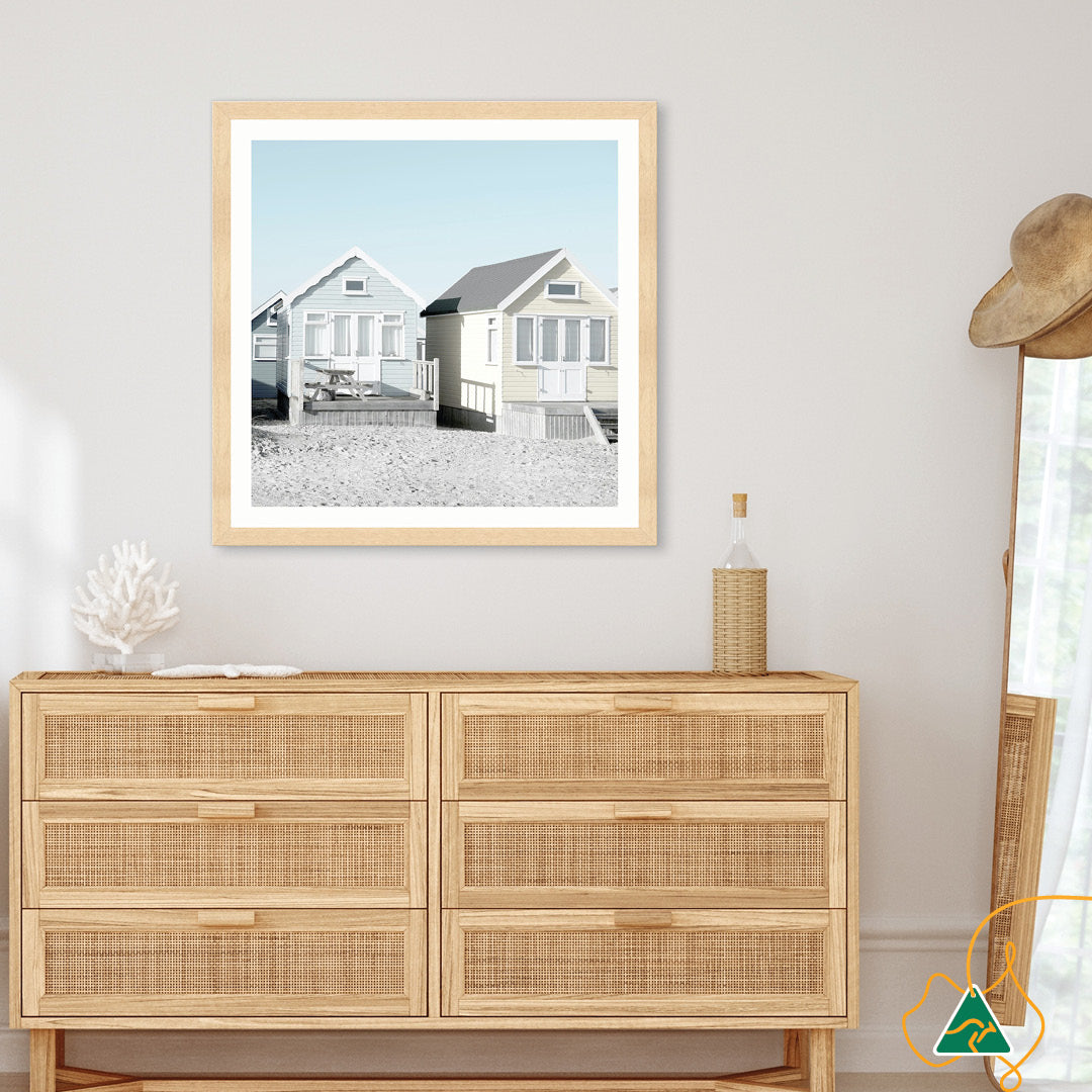 BEACH HUTS II - Framed Print