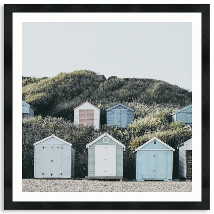 BEACH HUTS III - Framed Print