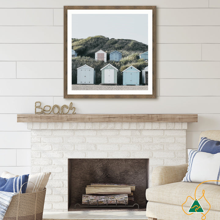 BEACH HUTS III - Framed Print