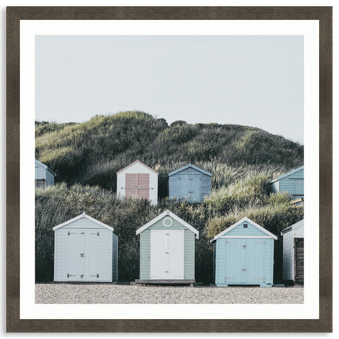 BEACH HUTS III - Framed Print