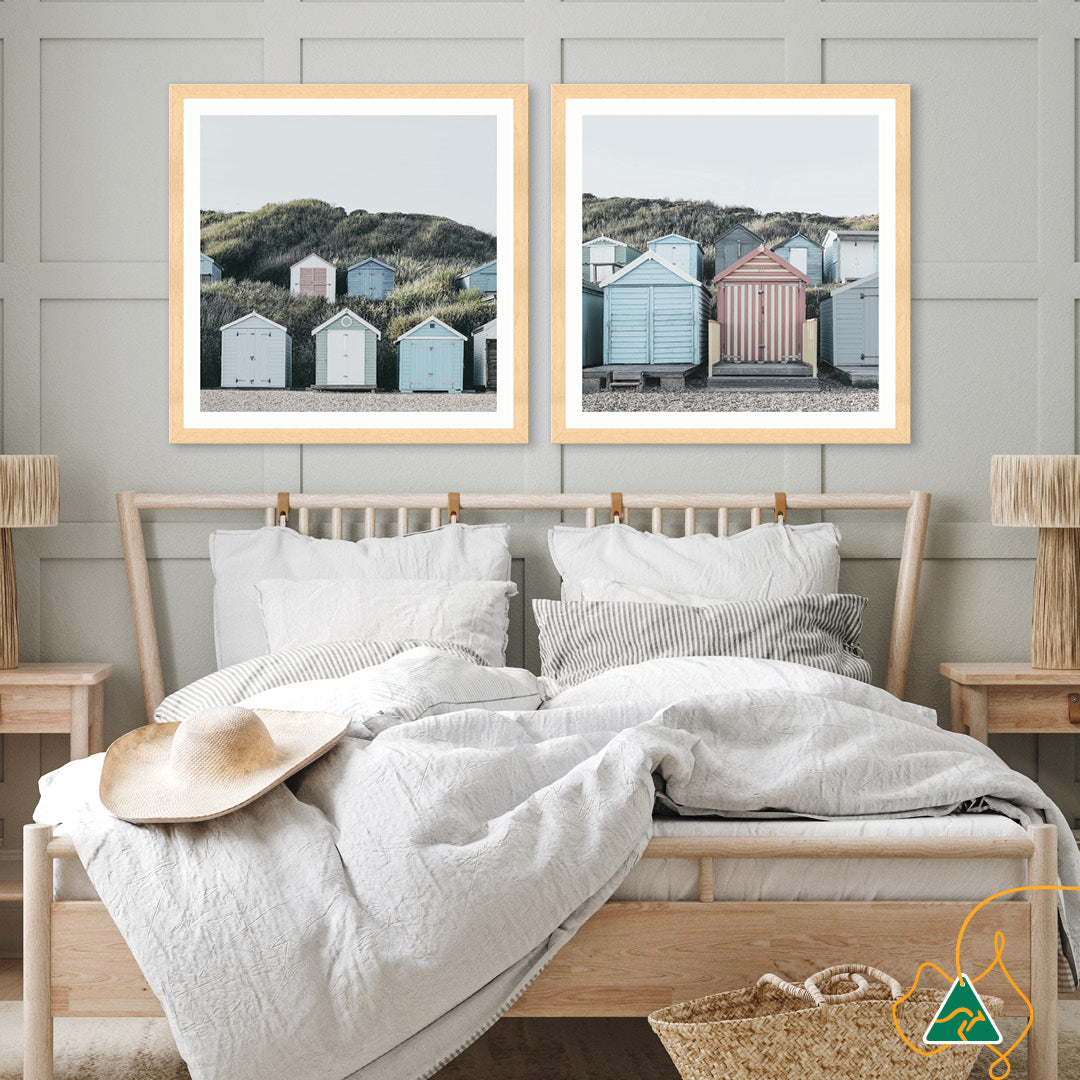 BEACH HUTS III - Framed Print