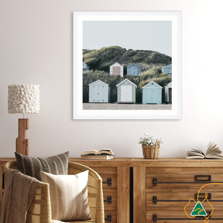 BEACH HUTS III - Framed Print