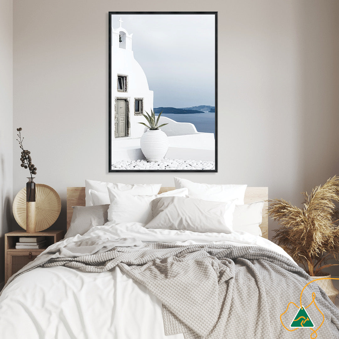 SANTORINI VIEW II - Framed Canvas