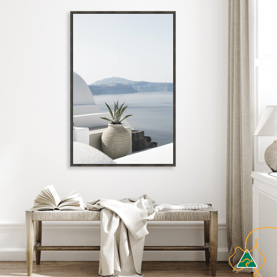 SANTORINI POT I - Framed Canvas