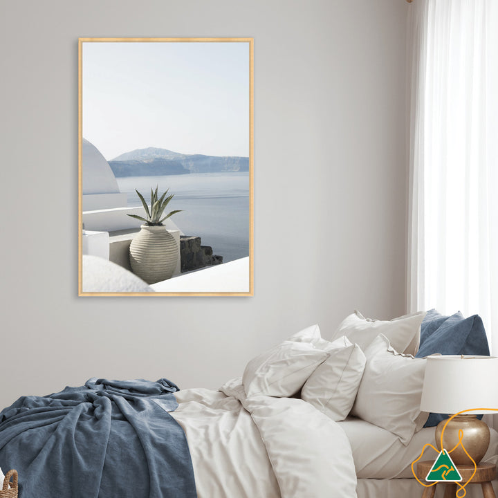 SANTORINI POT I - Framed Canvas