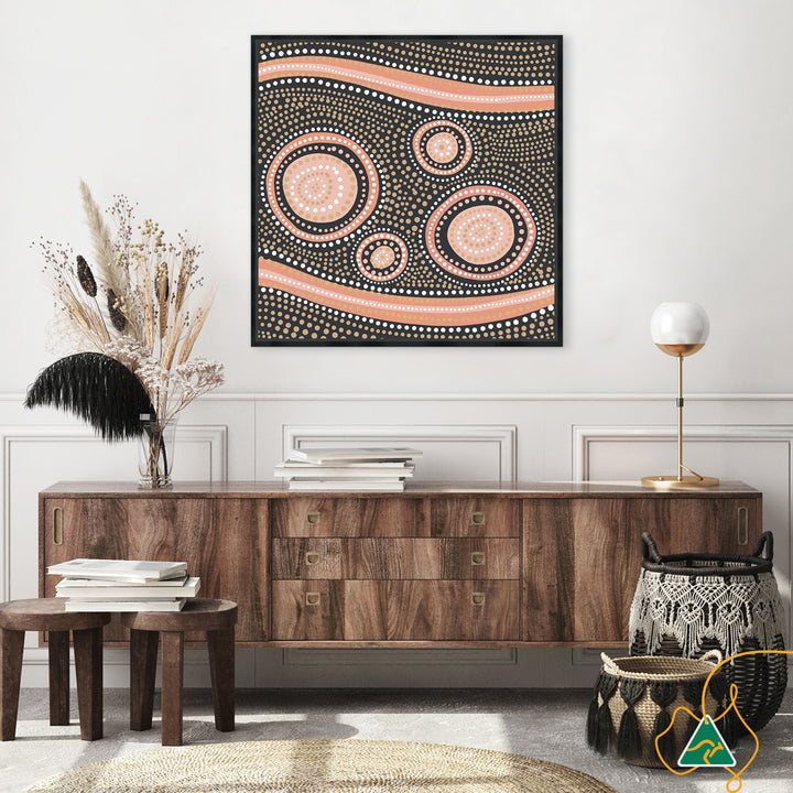 BOHO CIRCLES - Framed Canvas