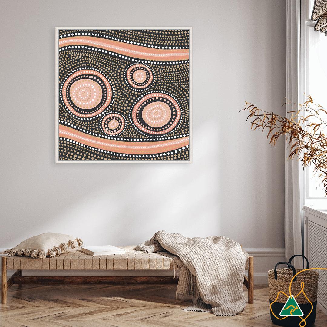 BOHO CIRCLES - Framed Canvas