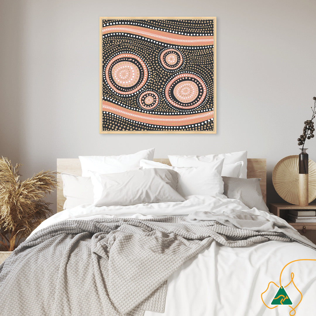 BOHO CIRCLES - Framed Canvas